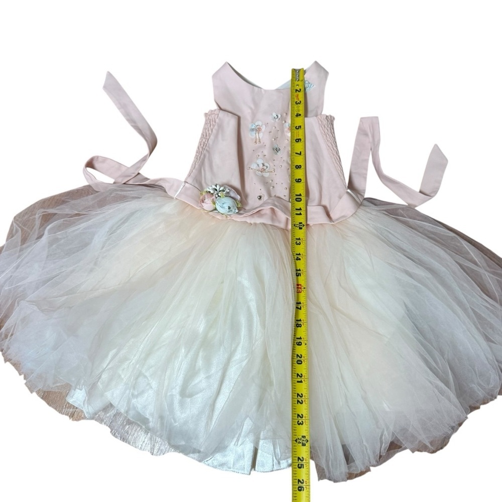 Girls Blush Pink Tulle Flower Girl Dress Party Wedding Birthday | 2T–3T - Picture 8 of 8